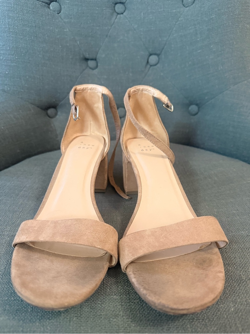 A New Day Ankle Strap Block Heel Sandal- Beige, 10
